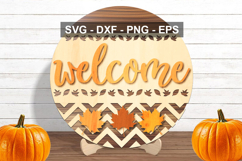 Welcome Round Door Sign SVG | Fall Porch Sign Cut File Product Image 2