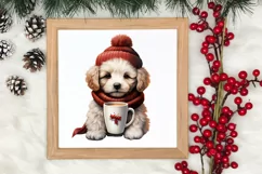 Christmas Dog And Coffee Clipart, Christmas Clipart Product Image 3