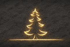 Golden Christmas Tree Line Art Glowing Elegant Holiday Desig Product Image 1