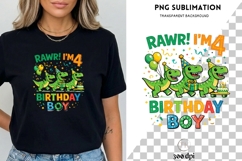 Rawr I’m 4 PNG | Dinosaur 4th Birthday Boy Design Product Image 3