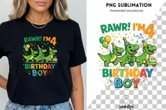Rawr I’m 4 PNG | Dinosaur 4th Birthday Boy Design Product Image 3