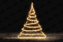 Glowing Golden Christmas Tree Outline Elegant Light Backgrou Product Image 1