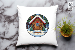 Snow Cabin House Clipart Sublimation PNG Product Image 3