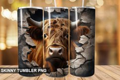 3D Highland Cow Cracked Hole PNG Tumbler Design Product Image 1