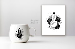 Peace sign with flowers and moon | Svg, Dxf and Png files Product Image 2
