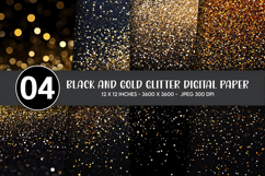 Black and Gold Glitter Digital Paper Product Image 1