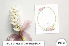 Watercolor White Swan with gold frame png Product Image 3