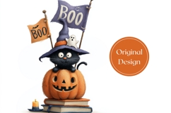 Boo Halloween Cat Tumbler, Cartoon Pumpkin Tumbler Wrap Product Image 3