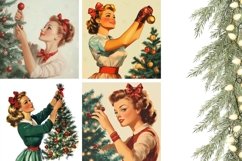 Vintage Christmas Pillowcase PNG, Winter Pillow Designs Product Image 3