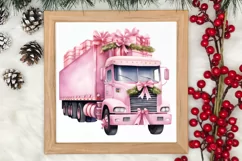 Pink Christmas Car clipart Sublimation, Christmas clipart Product Image 3