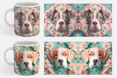 3D Dog Floral Mug Wrap | Sublimation Coffee Product Image 4