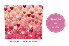 Pink Hearts Tumbler Wrap, Glitter Tumbler Sublimation Design Product Image 3