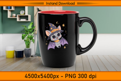 Cute Halloween Bat Witch Sublimation Design PNG Product Image 3