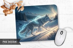 Frosty Trail of the Enchanted Wolf Mouse Pad PNG Design Product Image 1