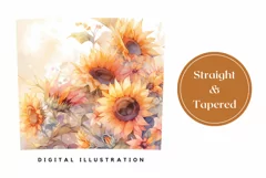 Sunflowers Tumbler Sublimation, Watercolor Sunlowers PNG Product Image 3