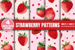 Strawberry Digital Papers Pattern Bundle PNG Product Image 4