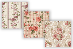 French Rose Toile Digital Paper Pack, Vintage Floral Toile Product Image 3