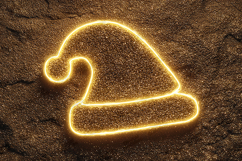 Golden Glitter Santa Hat Neon Outline Christmas Background Product Image 1