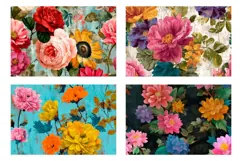 Floral Cosmetic Bag, Vintage Flowers Cosmetic Bag Designs Product Image 3