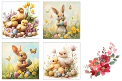 Easter Duck Square Coasters, Cartoon Easter Sublimation Product Image 3