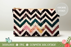 Zig Zag Cosmetic Bag Print, Abstract Cosmetic Bag Design Product Image 1