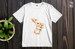 Watercolor Bunny with Tulip Flower Clipart Sublimation PNG Product Image 3
