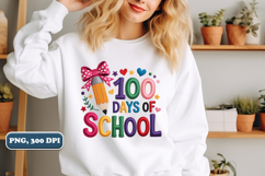 100 Days of School PNG, Pencil Bow PNG design, Sublimation Product Image 3