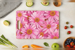 Pink Daisy Flowers Cutting Boards sublimation Design Product Image 3