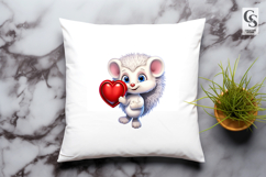 Blue Hedgehog Holding Heart Clipart Sublimation PNG Product Image 3