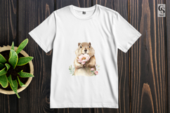 Cute Prairie Dog Flower Watercolor Clipart Sublimation PNG Product Image 2