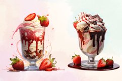 Strawberry Milkshake Valentine Clipart, Watercolor Valentine Product Image 3