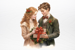 Vintage Floral Christmas Clipart PNG Product Image 3