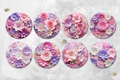 3D pink Flowers | 8 papercut car coaster &amp; key chain designs Product Image 3