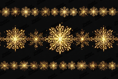 Golden Glowing Snowflake Borders Christmas Winter Clipart Product Image 1