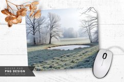Cozy Winter Street Scene with Snow Mouse Pad PNG Product Image 1