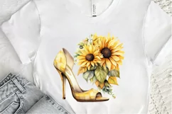 Sunflower High Heel Watercolor PNG Clipart Product Image 3