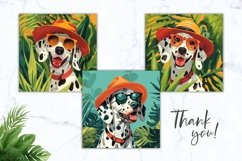 Summer Dog Square Coasters, Dalmatian Square Coasters PNG Product Image 3