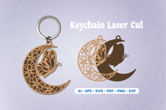 Floral Butterfly Moon Keychain SVG - Crescent Moon Laser Cut Product Image 1