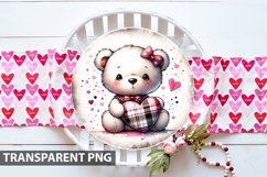 Valentine Bear Round Sign Sublimation - Clipart PNG Product Image 1