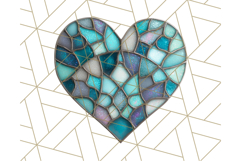 Stained Glass Heart PNG Clipart in Pastel and Bright Colors Product Image 3