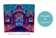 Sugar Skull Tumbler Wrap Design, Neon Tumbler Sublimation Product Image 3
