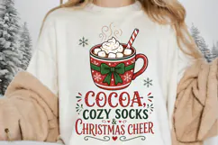 Hot Cocoa Christmas PNG, Cocoa Cozy Socks And Christmas Product Image 5