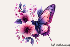 Butterfly Flowers Clipart PNG Product Image 1
