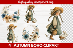 Autumn Boho Clipart | Fall Bohemian Aesthetic PNG Illustrati Product Image 1