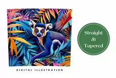 Lemur Tumbler Wrap Design, Neon Tropical Leaves Tumbler Product Image 3