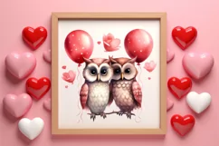 Couple Owl Valentines Day Clipart, Couple Owl Clipart Product Image 3