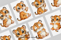 15 Bundle Watercolor Baby Tiger Wildlife Jungle King Kids Product Image 3