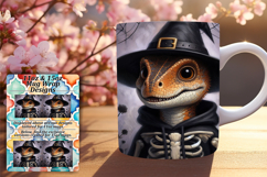 FRESH 15oz Mug Wrap PNG Design , Halloween Dino Product Image 1