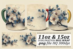 Flower Mug Wrap - Spring Pattern Sublimation 11oz 15oz Product Image 1