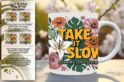 Elegant 15oz Mug Wrap Png Template , Flower Quote Product Image 1